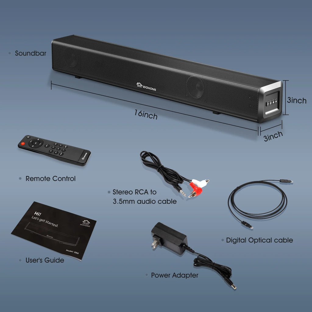 16-Inch 50W Soundbar with Bluetooth 5.0 and Subwoofer T236592