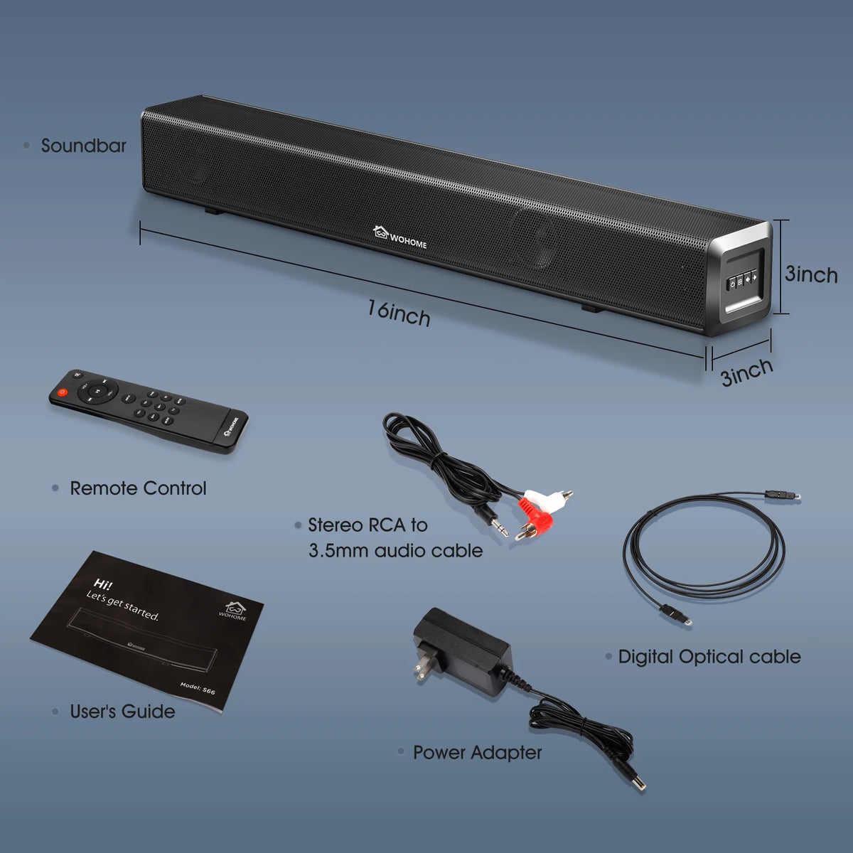 16-Inch 50W Soundbar with Bluetooth 5.0 and Subwoofer T236592