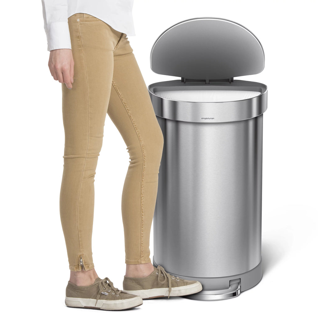 45 Liter Stainless Steel Semi-Round Step Trash Can with Soft-Close Lid Z302113