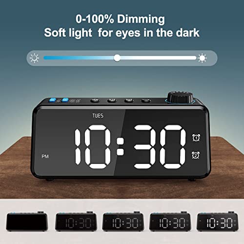 6.5'' Large Display Digital FM Radio Alarm Clock with USB Charging Port F2281