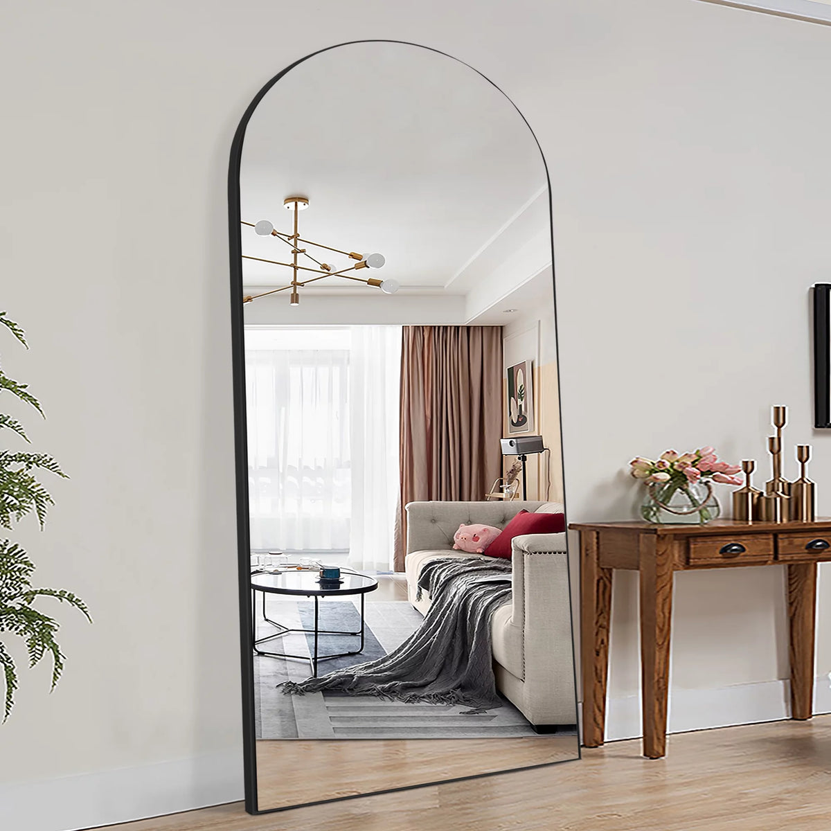 71"x28" Black Arched Full Length Mirror Z1375