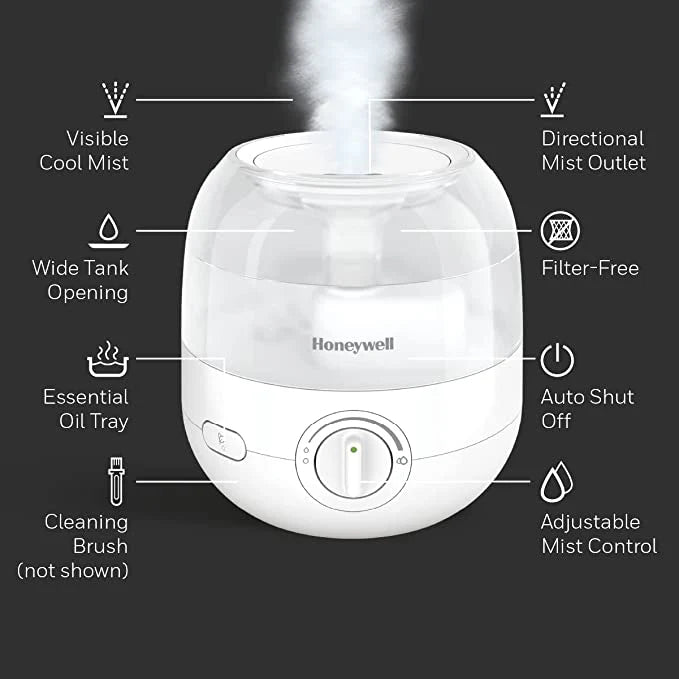 Cool Mist Ultrasonic Humidifier 1/2 gallon White T5230