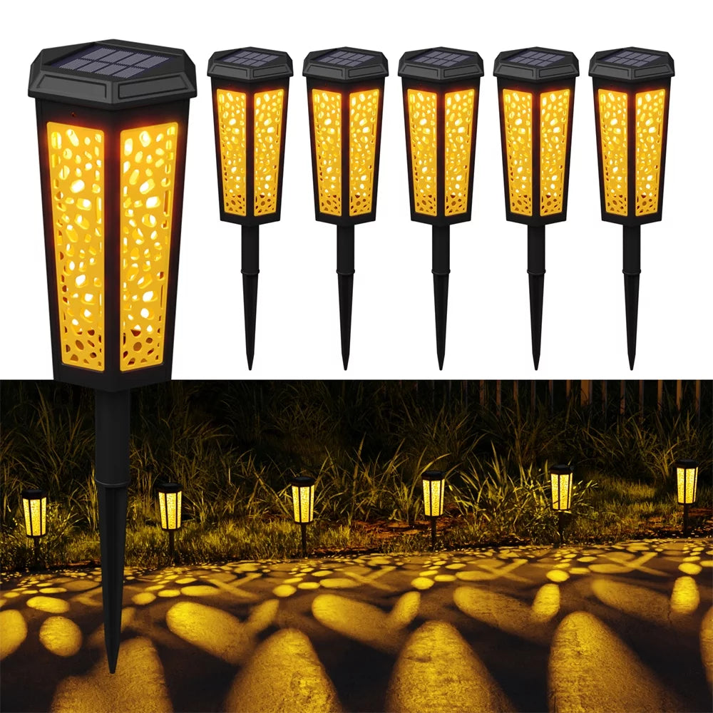 6 Pack Color Changing Waterproof Solar Pathway Lights D290