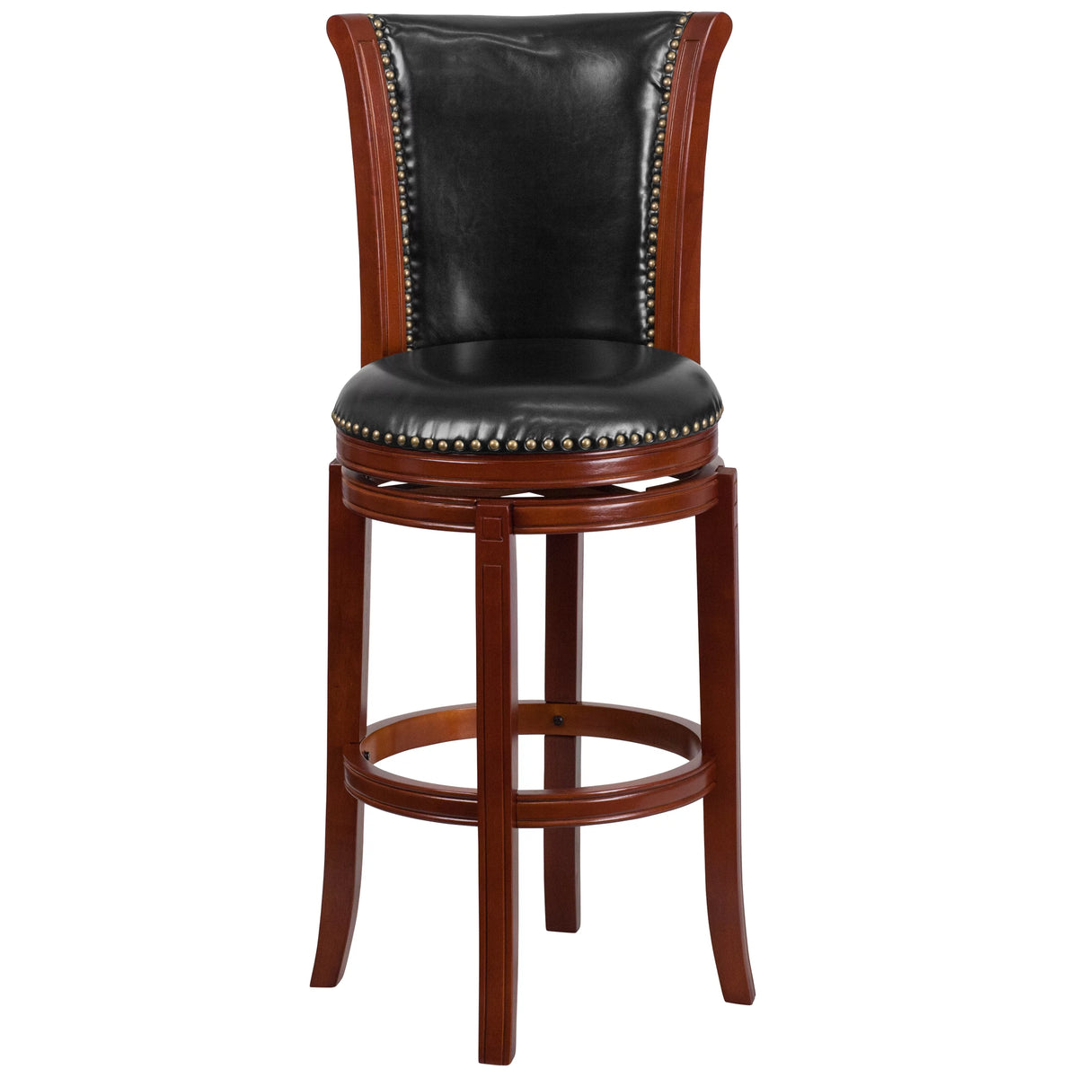 30'' High Dark Chestnut Wood Swivel Barstool Q65506