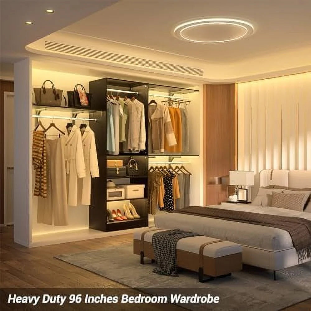 96'' 8FT Walk In Closet Organizer with 3 Shelving Towers Z787