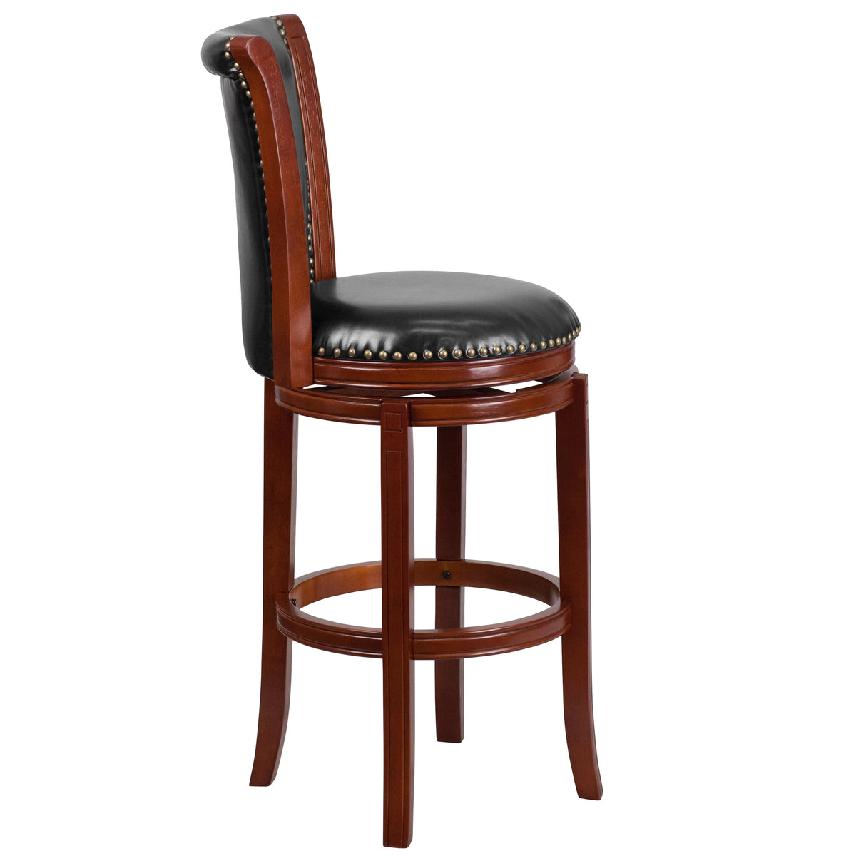 30'' High Dark Chestnut Wood Swivel Barstool Q65506