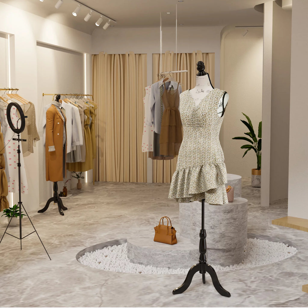 Female Dress Form Mannequin Body Torso with Wooden Tripod Base Stand M313