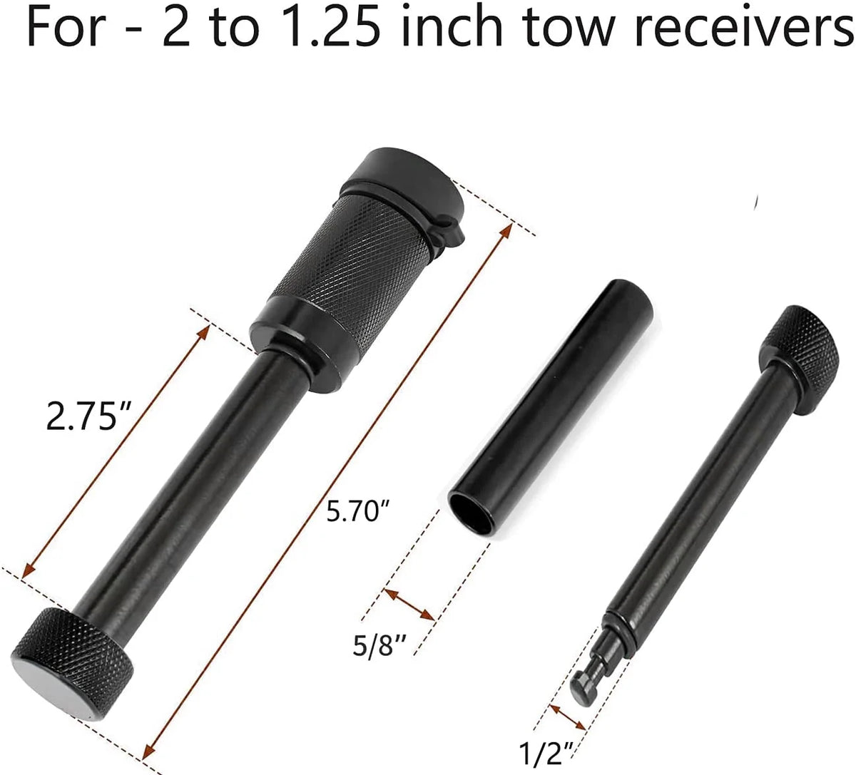 5/8" and 1/2" Black Trailer Hitch Pin Lock Set L3628