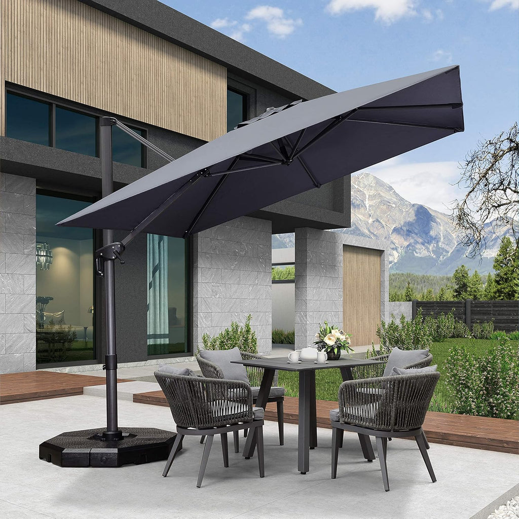 10 Feet Aluminum Cantilever Square Patio Umbrella with 360-degree Rotation G73233
