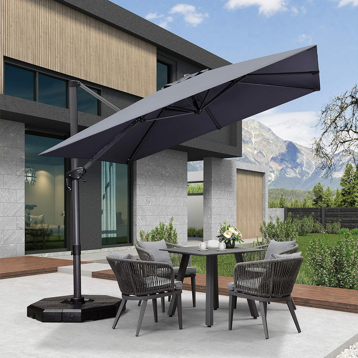 10 Feet Aluminum Cantilever Square Patio Umbrella with 360-degree Rotation G73233