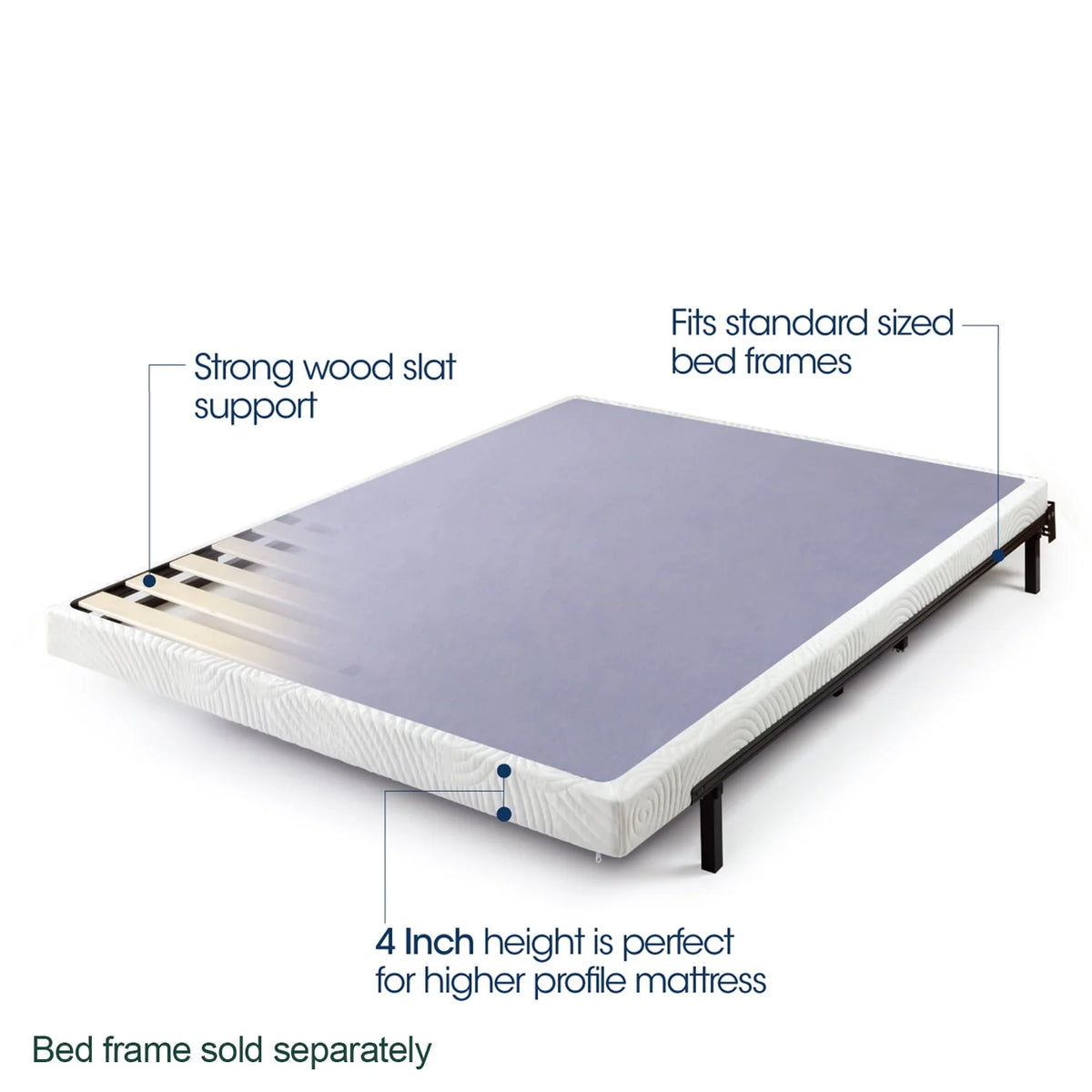 King Metal Box Spring with Wood Slats L4517