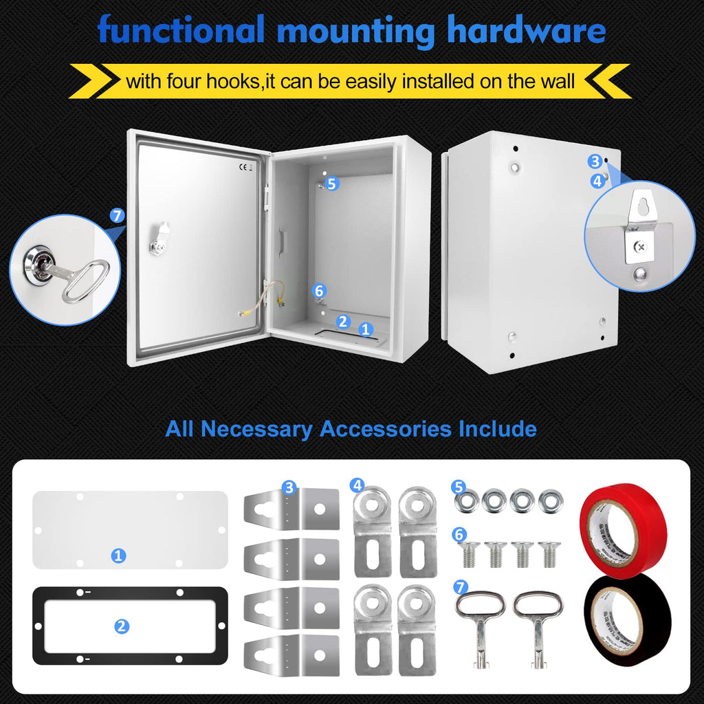 12 x 10 x 6'' IP66 Waterproof Steel Electrical Enclosure with Lock A189190