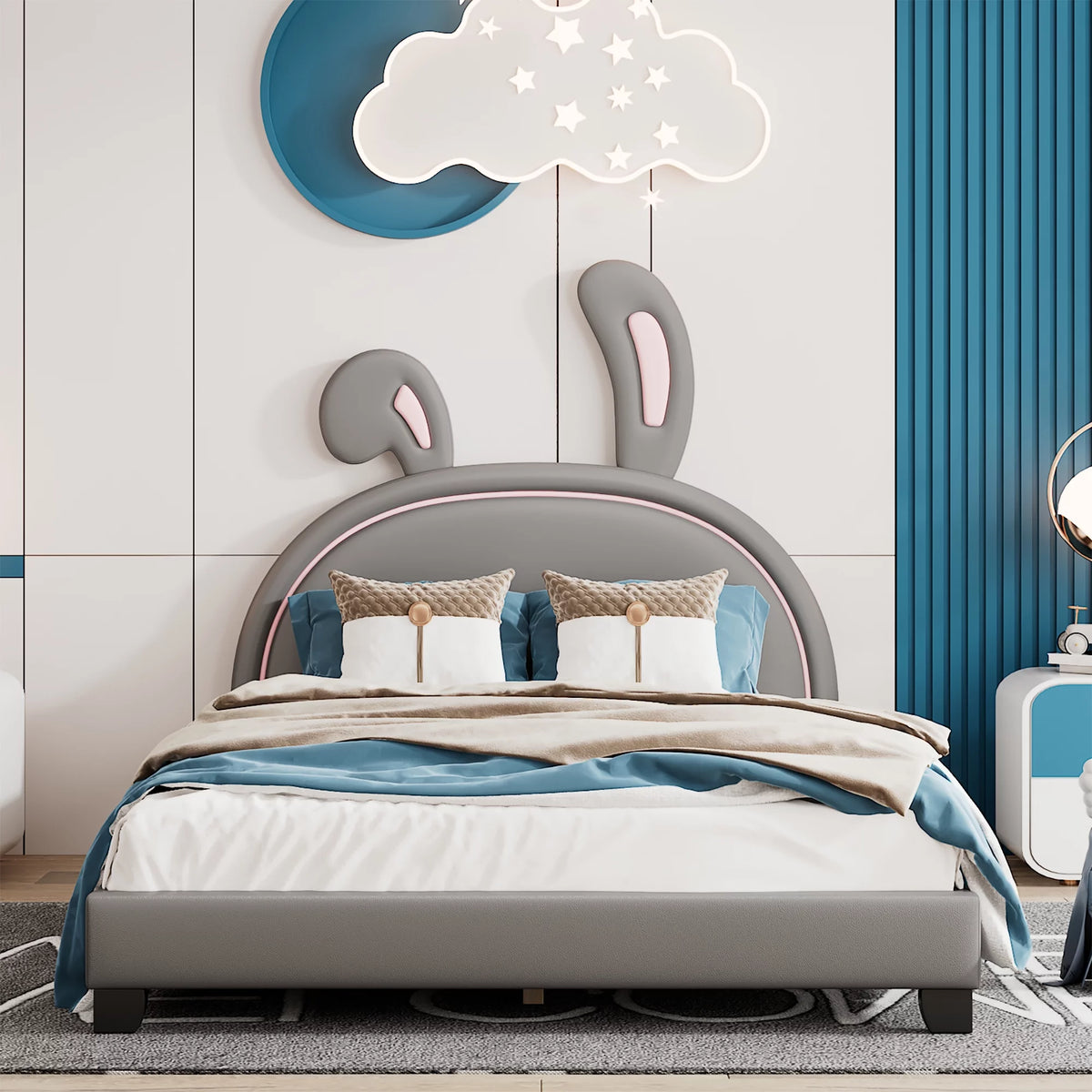 Full PU Leather Upholstered Platform Bed with Wood Frame V9929