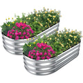 Galvanized Raised Garden Bed, 2 Pcs 4x2x1ft Oval Metal Planter Box D12149