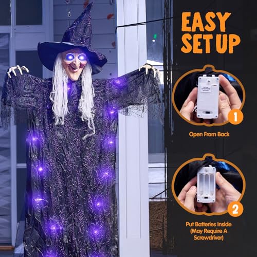 72” Hanging Talking Witch Decor with Light Up Ghost S447