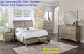 Grey 4pc Eastern King Size Bedroom Furniture Set with Dresser Mirror Nightstand X78473