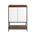 2 Door Accent Cabinet with Lower Shelf Dark Walnut Solid White J716398