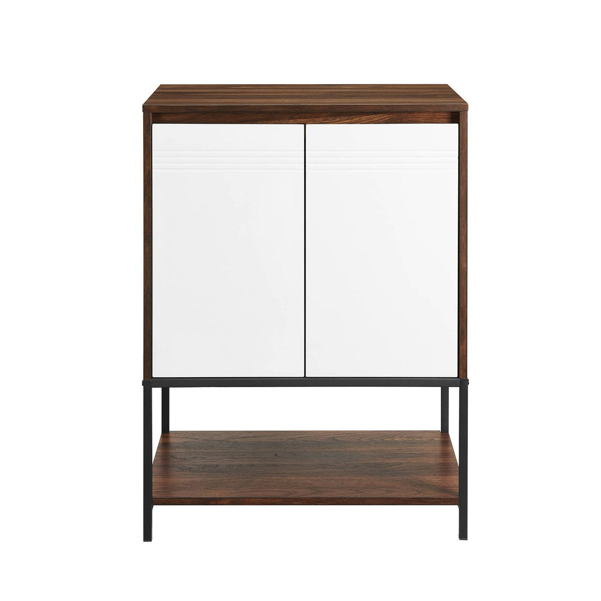 2 Door Accent Cabinet with Lower Shelf Dark Walnut Solid White J716398