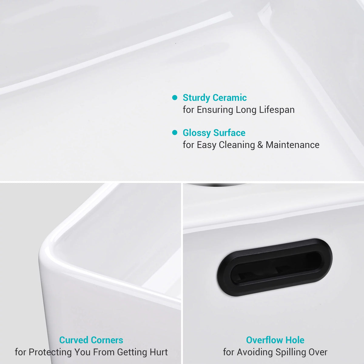 20" Rectangle White Ceramic Vessel Sink P32985