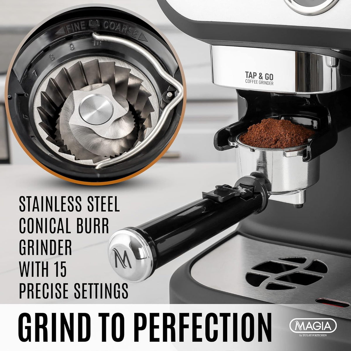 Manual Espresso Machine with Grinder and Milk Frother U574942