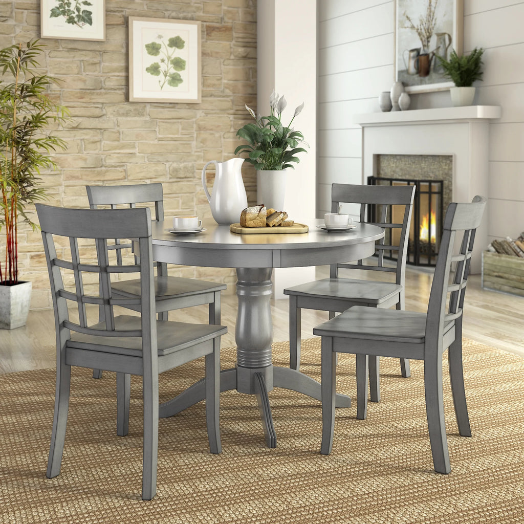 5-Piece Wood Dining Set Antique Gray S57278