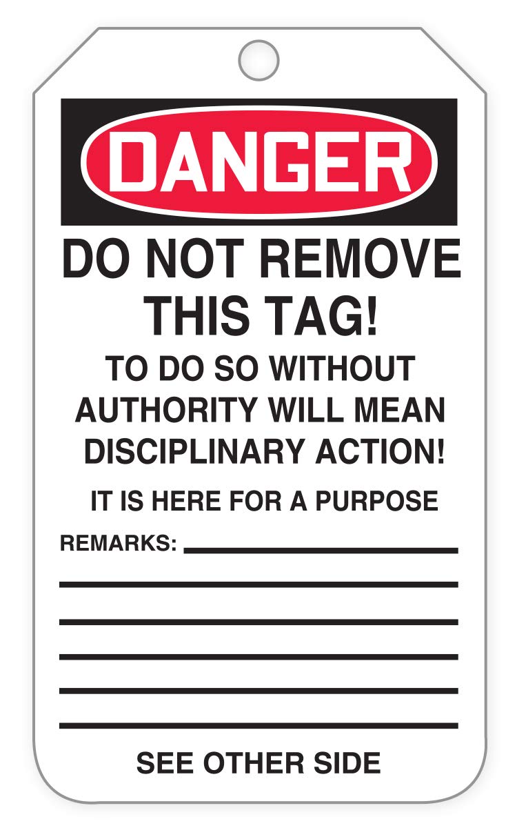 Danger Out of Service Tags, 6.25 x 3, Red/Black on White, Pack of 2 P140999