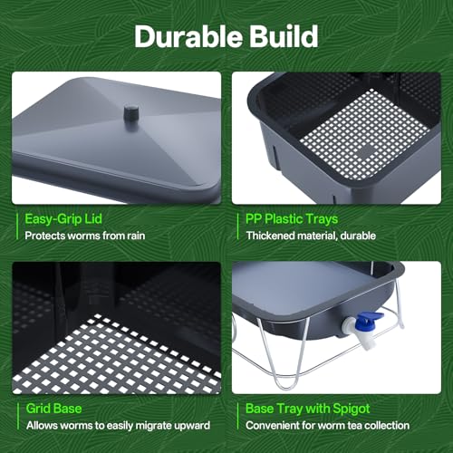 15L 3-Tray Worm Farm Composting Bin with Tool Set K33486