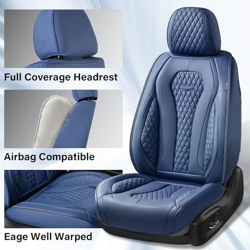 Black Leather Car Seat Covers Full Set Y2940