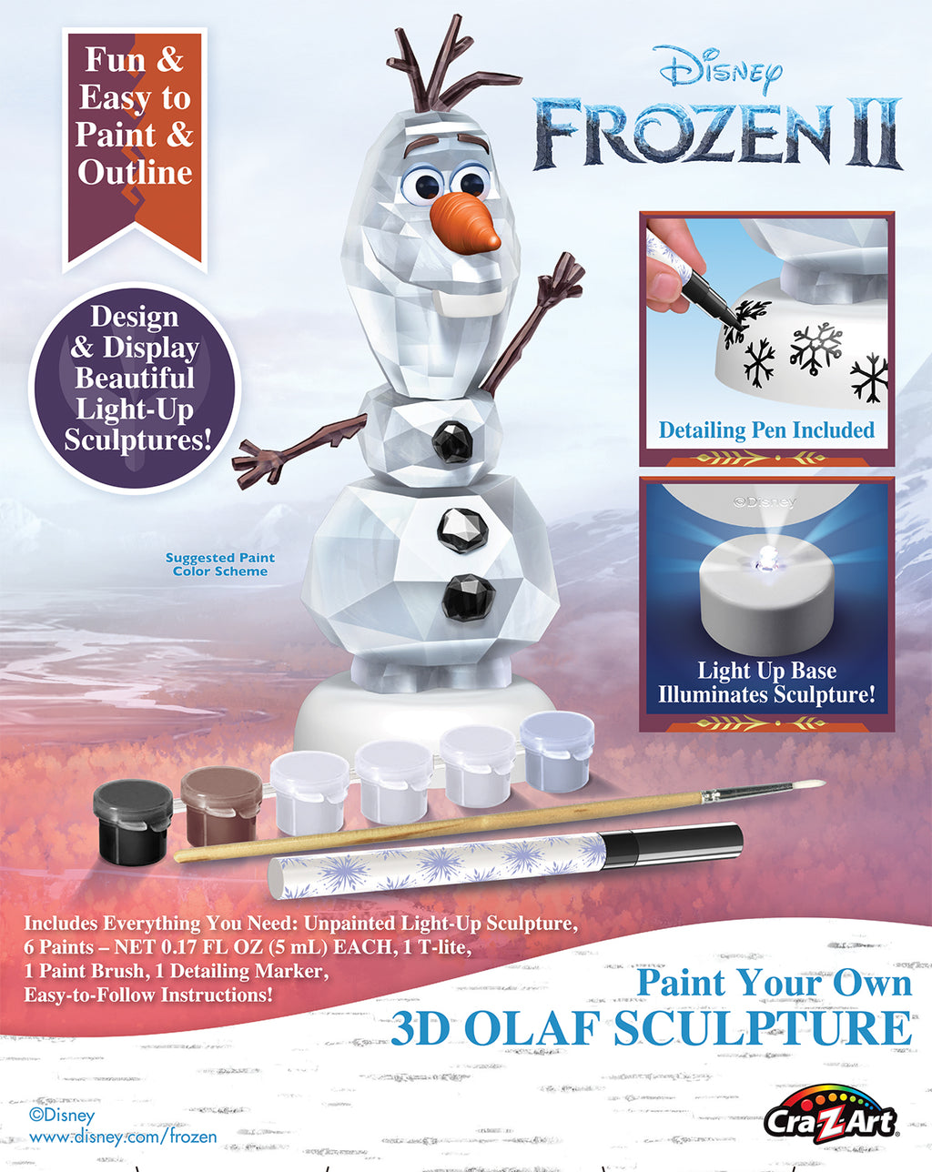 3D Olaf Sculpture Paint Your Own I753