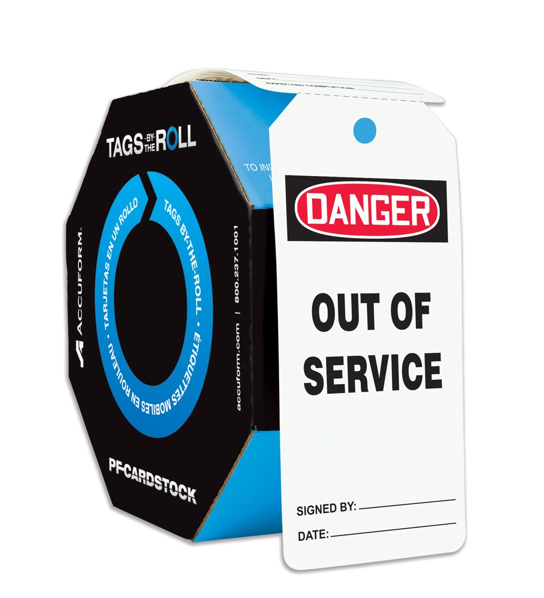 Danger Out of Service Tags, 6.25 x 3, Red/Black on White, Pack of 2 P140999