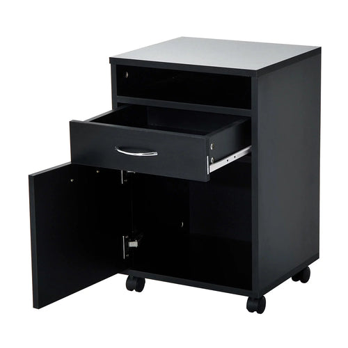 24" Rolling End Table Cart Nightstand Organizer, Black F35471