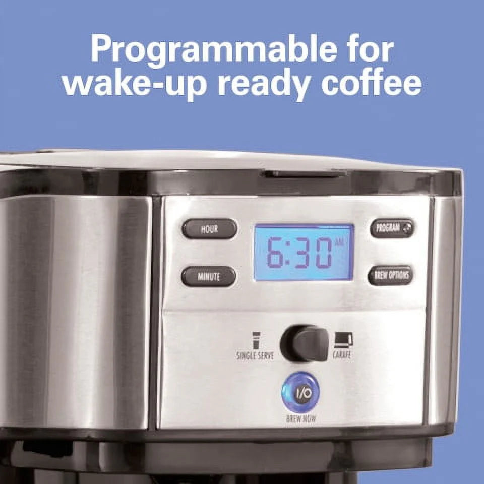 2-Way Coffee Maker, Single-Serve or 12 Cups, Glass Carafe, Black X573