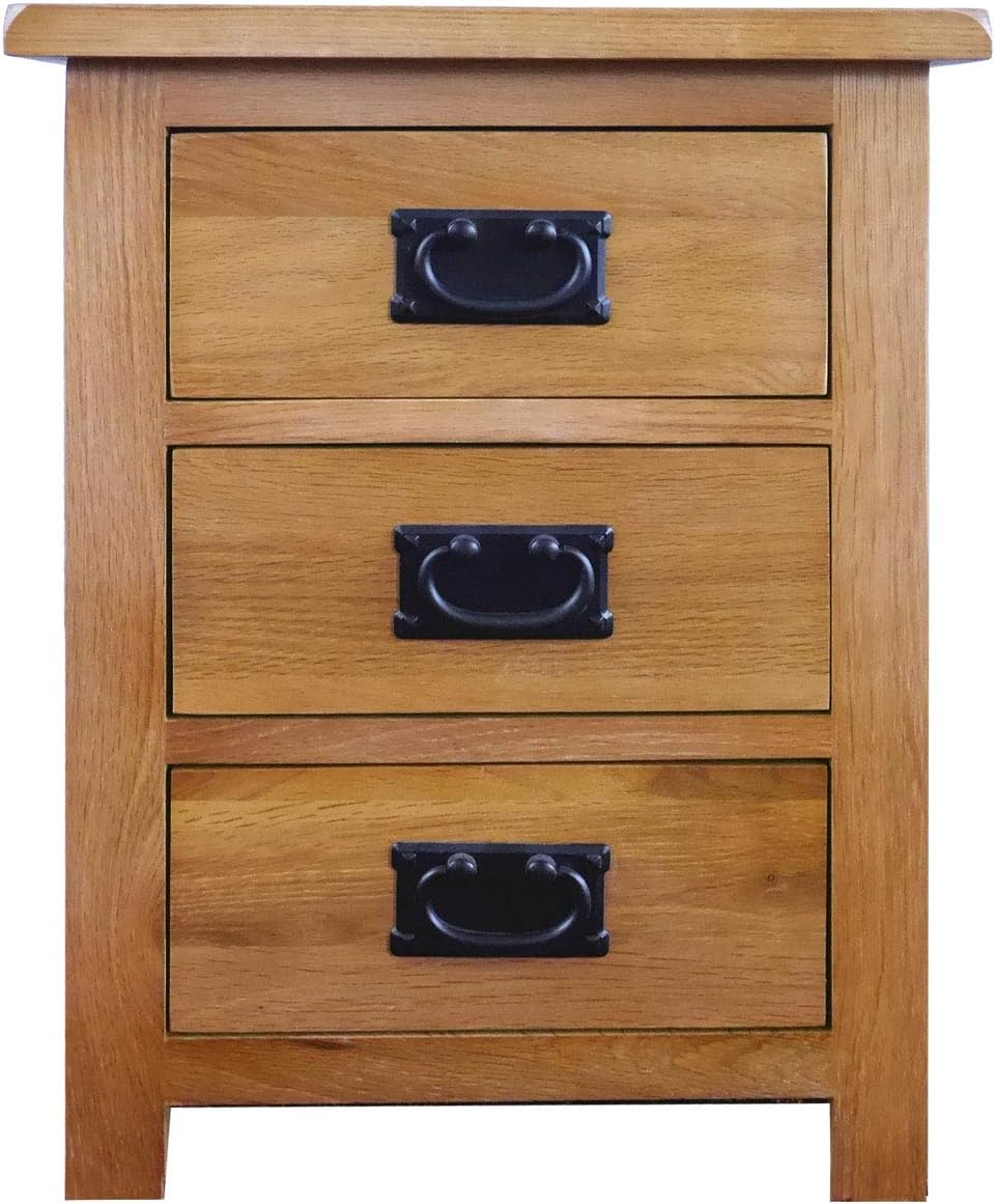 Oak Nightstand with Drawer, 3 Drawers Cabinet Board Nightstands I145172