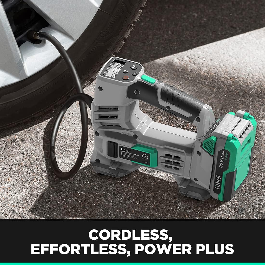 20V Cordless Tire Inflator with 2.0 Ah Battery & Fast Charger, 150 PSI, Pack of 2 I7684