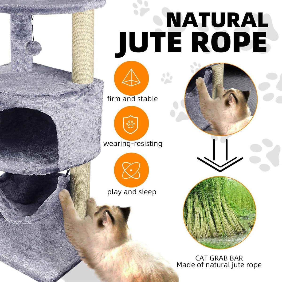 Cat Tree with Scratching Post and Hanging Bed J190198