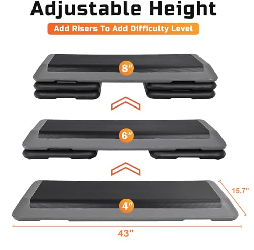43'' Adjustable Fitness Stepper with 4 Stackable Risers Y8389