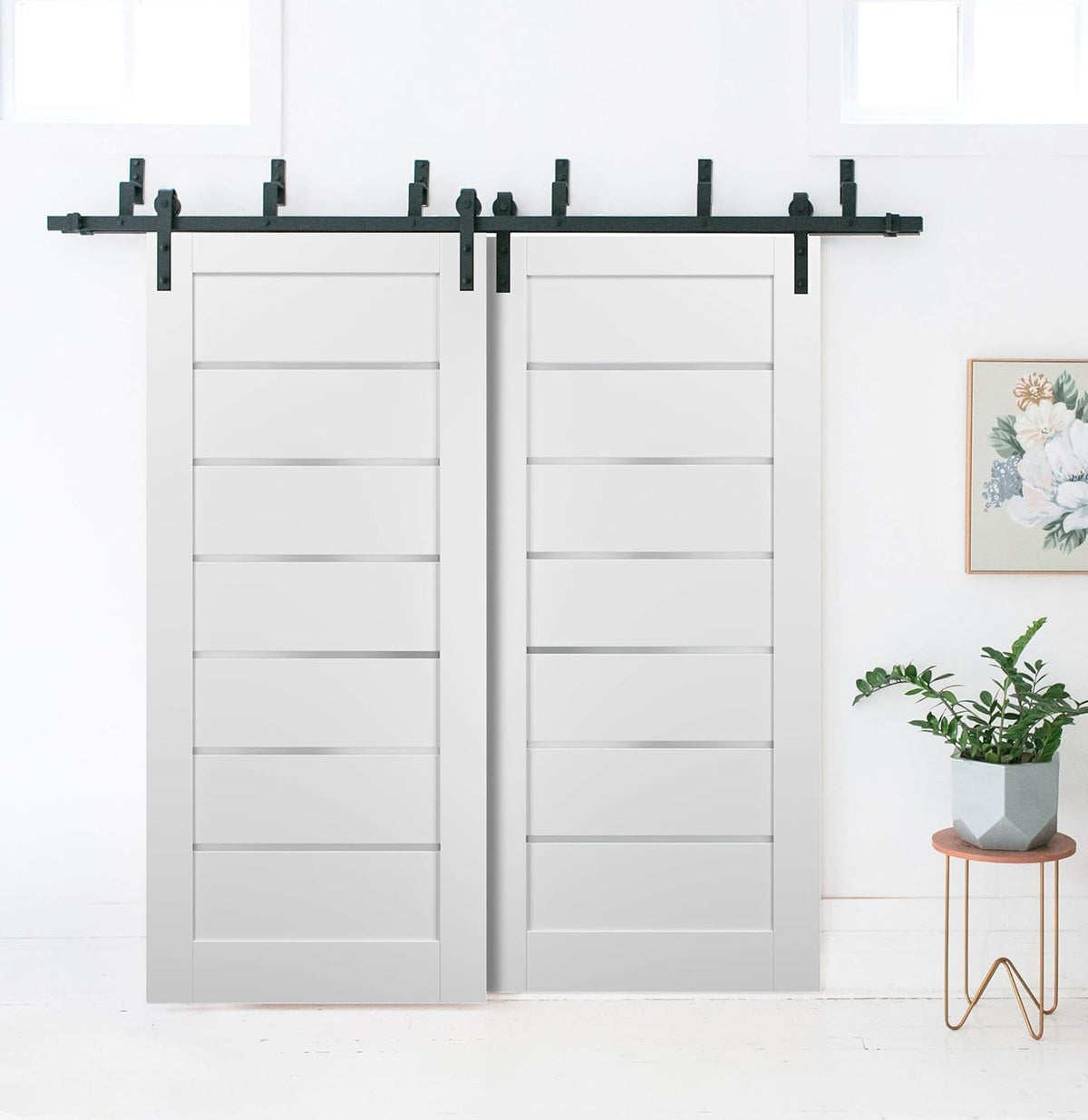 White Silk Frosted Opaque Glass Barn Door Panel 30 x 84 N3464