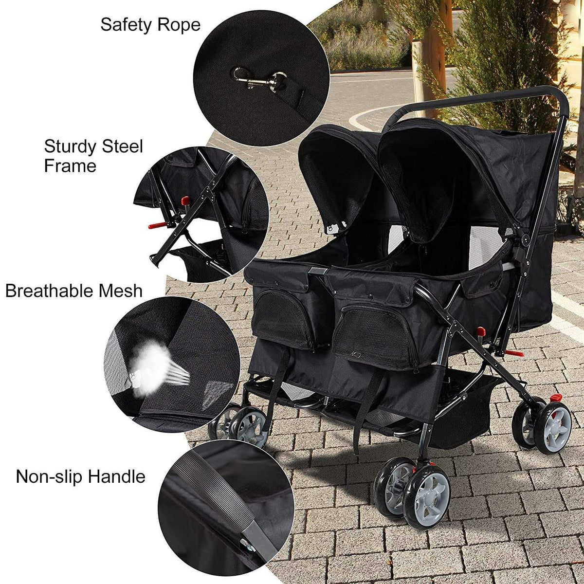 Foldable Double Pet Stroller U91415