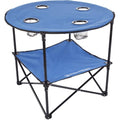 Round 2-Tier Folding Camp Table with 4 Cupholders and Carrying Bag Z643344