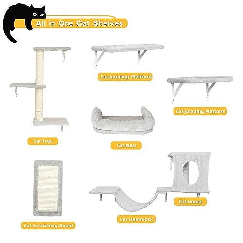 Grey 6pc Cat Wall Furniture Set U9761