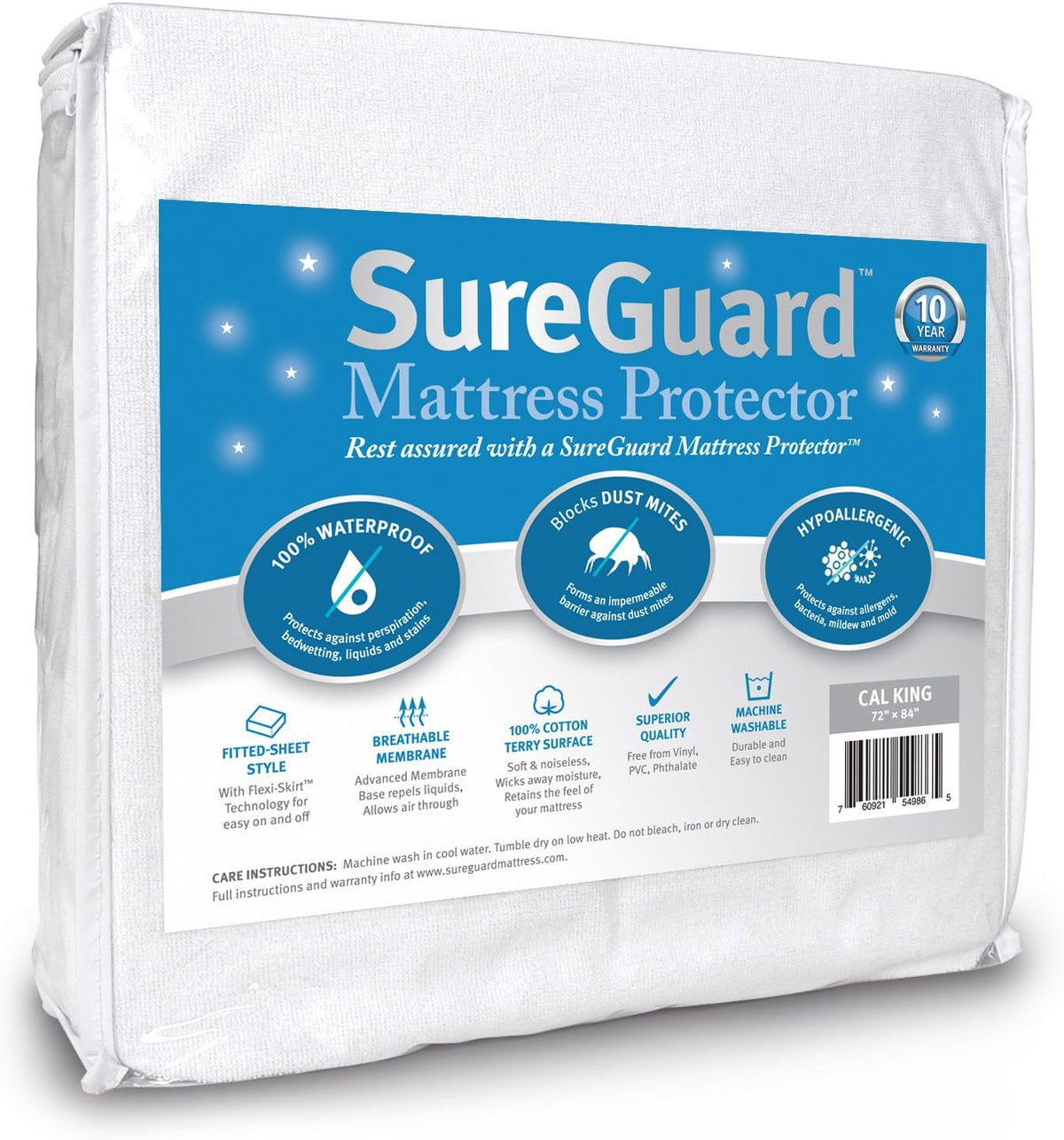 California King Waterproof Hypoallergenic Cotton Mattress Protector Pack of 2 O9006