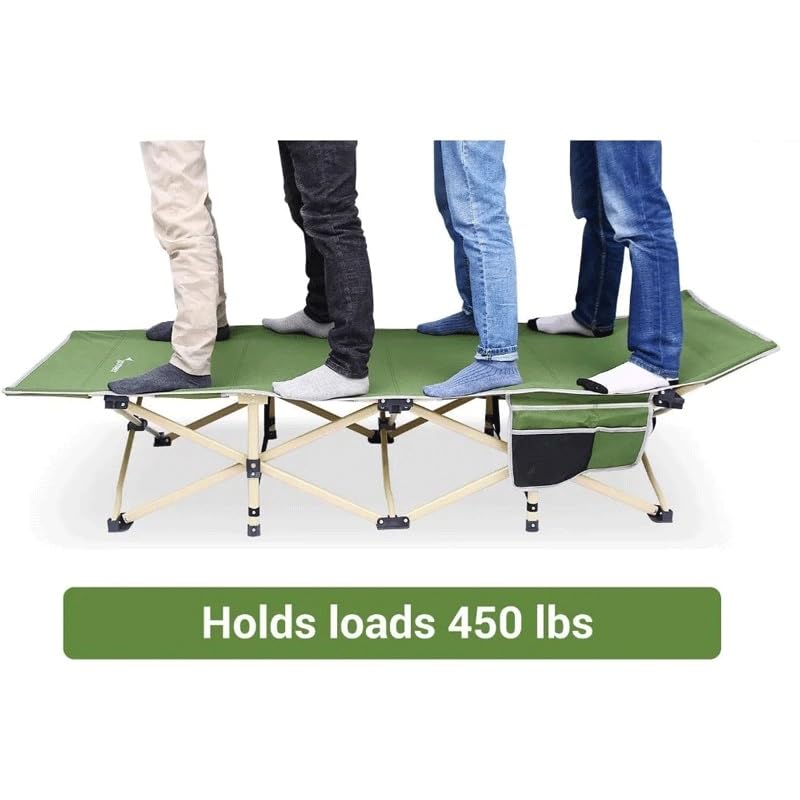 Portable Folding Camp Cot with 2 Side Pockets W447790