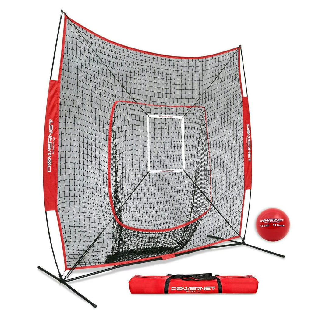 7x7 Baseball Softball Hitting Net with Weighted Heavy Ball and Carry Bag A22998