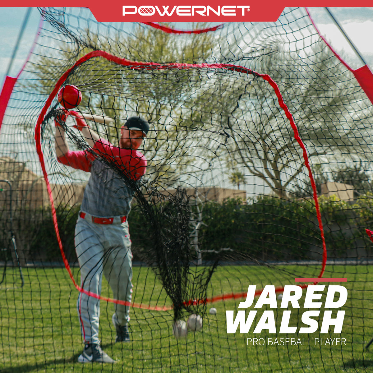 7x7 Baseball Softball Hitting Net with Weighted Heavy Ball and Carry Bag A22998