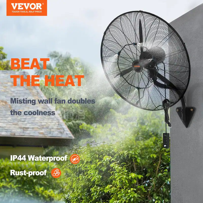 Wall-Mount Misting Fan 30 in. 3-Speed 9500 CFM Waterproof Oscillating Industrial Wall Fan X4467