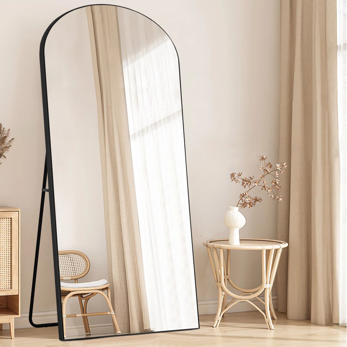 71"x28" Black Arched Full Length Mirror Z1375