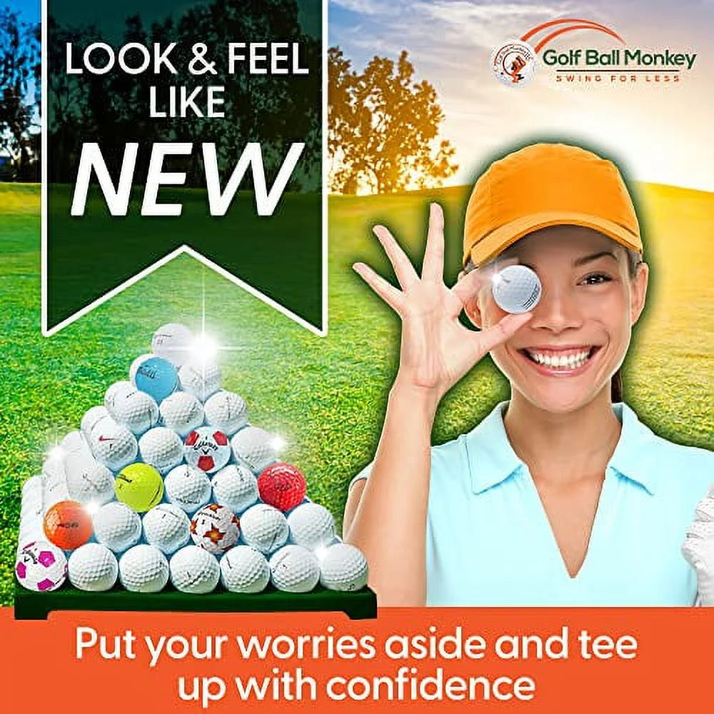 100 Pack Recycled Golf Balls with 15 Tees and Mesh Carrying Bag F297098