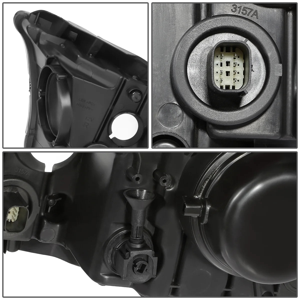 Pair Factory Style Projector Headlight Lamp with LED Side Marker Light Black Housing Clear Corner Z4392