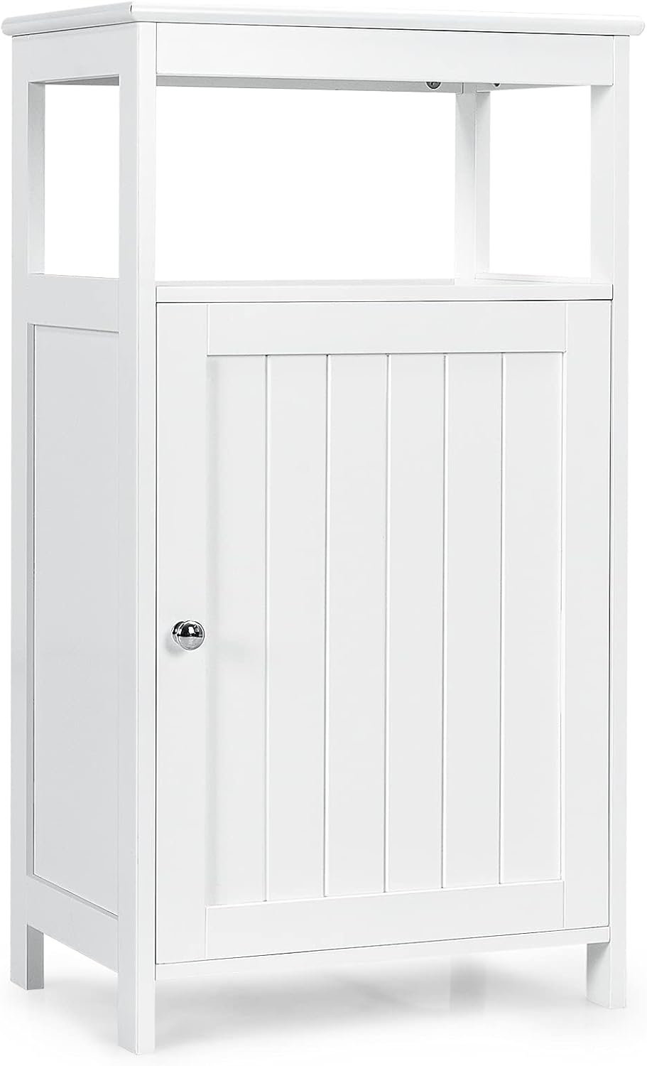 White Single Door Adjustable Shelf Floor Storage Cabinet R1166