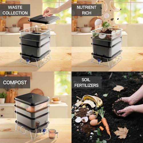 15L 3-Tray Worm Farm Composting Bin with Tool Set K33486